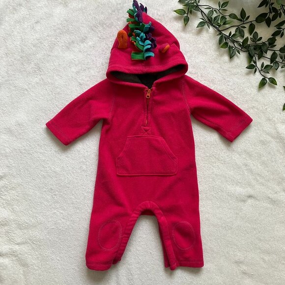 Baby Gap Hooded Fleece Romper 3-6M | Pink Winter GUC - Picture 1 of 16